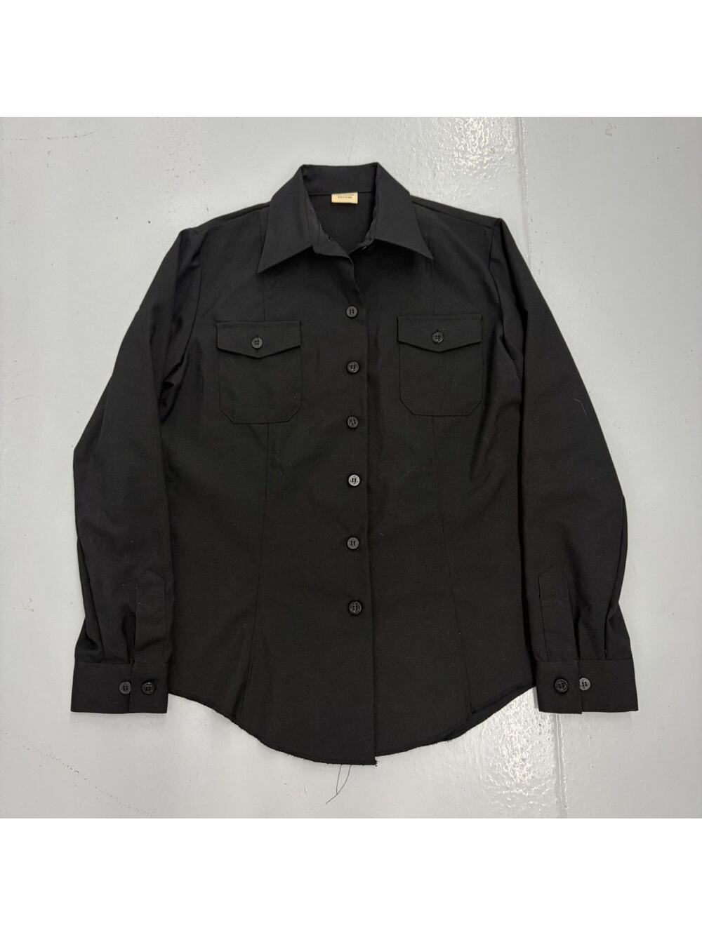 Vintage 80s Military Black Wool Button Up Shirt